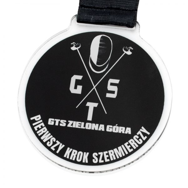 Medal z przeźroczystej pleksi na Zawody Szermierki dla dzieci